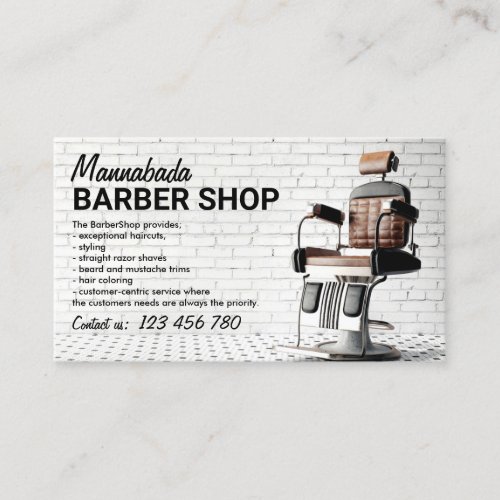 Barber shop custom photo business card