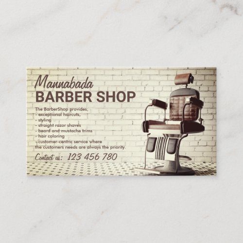 Barber shop custom photo retro business card