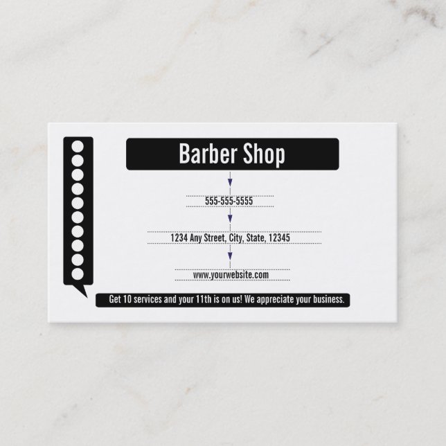 Barber Shop Customer loyalty business card (Front)