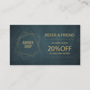 Barber shop elegant navy gold referral template