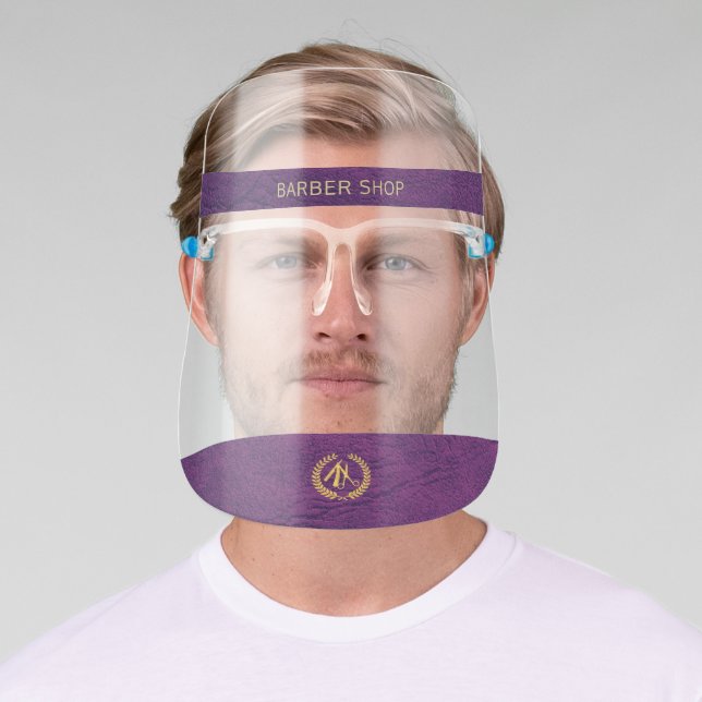 Barber shop elegant your men salon logo and name face shield (Insitu)