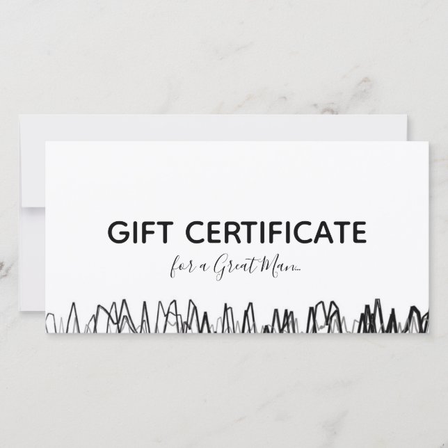 Barber Shop Gift Certificate Black Sketch Simple Thank You Card (Front)