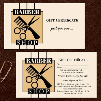 Barber Shop Gift Certificate Template by sunnysites at Zazzle
