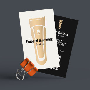 Barber Shop Gold Hair Clipper Barbershop Business Card