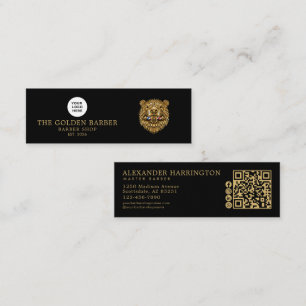 Barber Shop Golden Beaver Qr Code Social Icons Mini Business Card