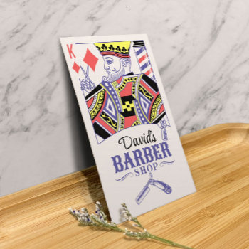Barber Shop Hair Hairdresser King Of Diamonds Business Card by cardfactory at Zazzle