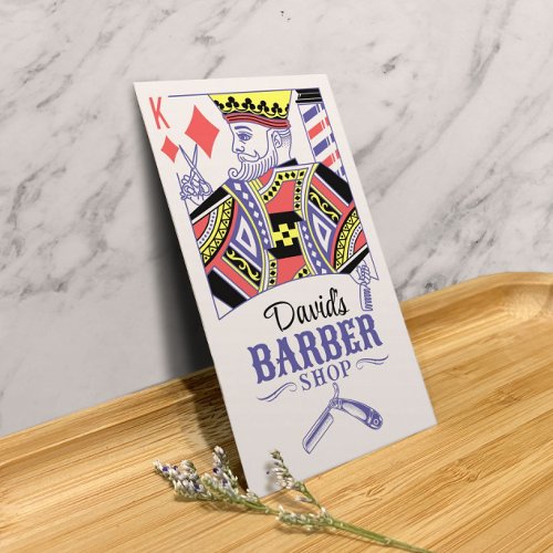 Barber Shop Hair Hairdresser King of Diamonds Business Card