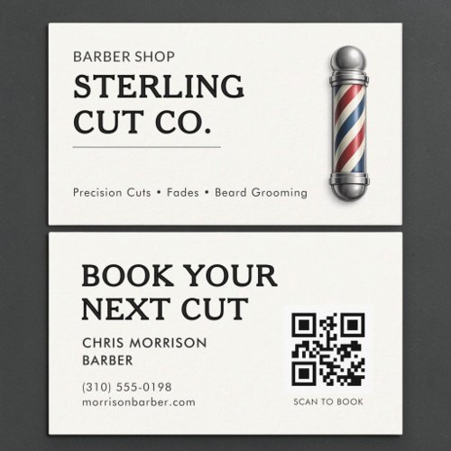 Barber Shop Hair QR Code Business Card
