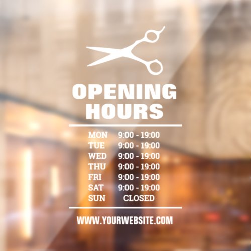 Barber shop hair salon opening hours Window Cling