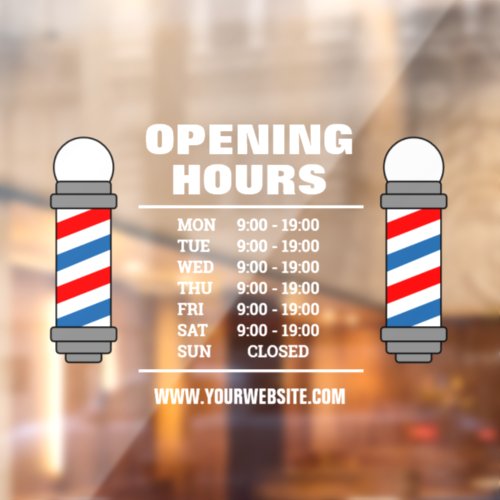 Barber shop hair salon opening hours Window Cling