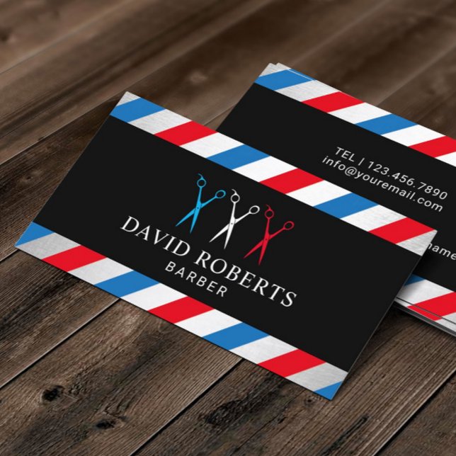 Barber Shop Hair Stylist 3 Scissors Barbershop Business Card (Creator Uploaded)