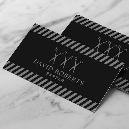 Barber Shop Hair Stylist Monochrome Barbershop Business Card