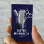 Barber Shop Hair Stylist Navy & Silver Barbershop Business Card