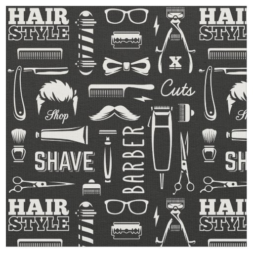 Barber Shop Hair Stylist Pattern Fabric