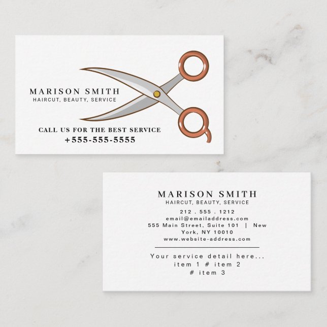 Barber Shop Hair Stylist Professional Barbershop Business Card (Front/Back)