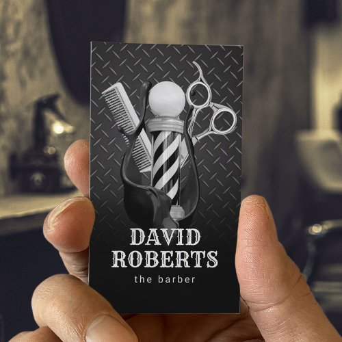 Barber Shop Hair Stylist Stylish Metal Plate Business Card