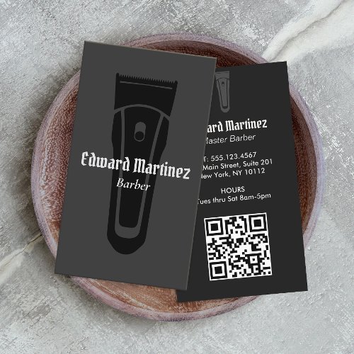 Barber Shop Hairdresser Modern Black  Hair Clipper Business Card
