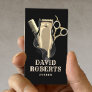 Barber Shop Hairdresser Modern Gold Barbershop Business Card