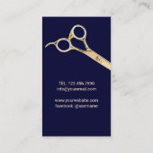 Barber Shop Hairdresser Navy Blue Gold Barbershop  Business Card (Back)
