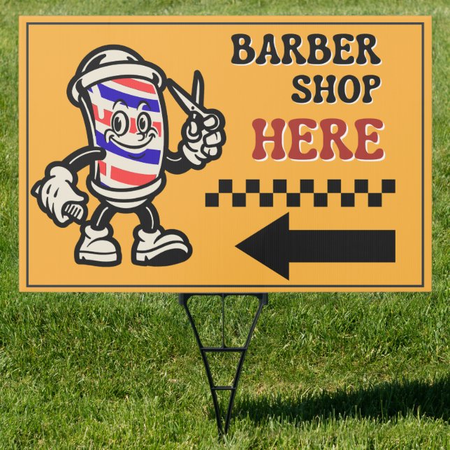 Barber Shop Here Arrow Turn Left Boulevard Sign (Insitu)