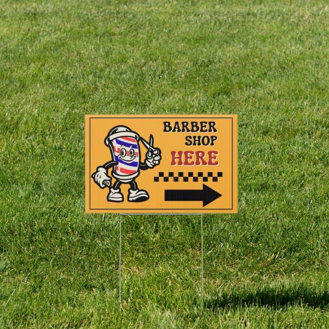 Barber Shop Here Arrow Turn Right Boulevard Sign (Insitu)