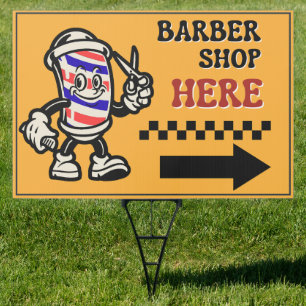 Barber Shop Here Arrow Turn Right Boulevard Sign