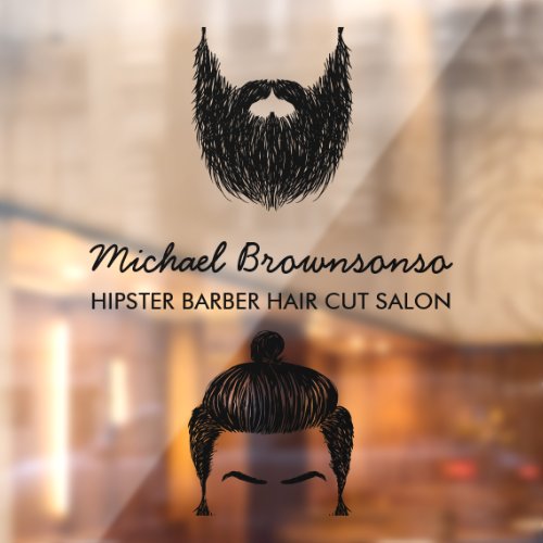 Barber Shop hipster beard mustache business Window Cling