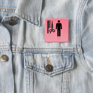 Barber Shop Icon Haircut Comb and Scissors  Button