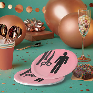 Barber Shop Icon Haircut Comb and Scissors  Paper Plates