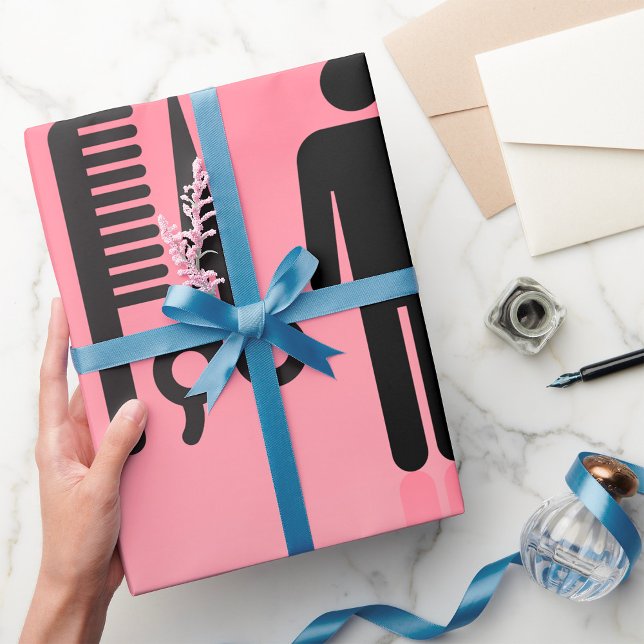 Barber Shop Icon Haircut Comb and Scissors  Wrapping Paper (Creator Uploaded)