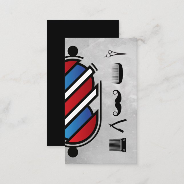 Barber Shop icons | Barber Pole Business Card (Front/Back)