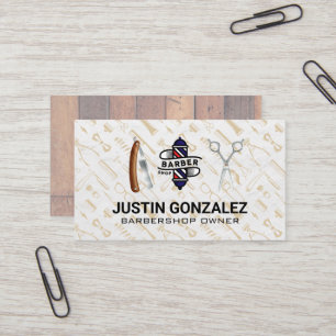 Barber Shop Icons   Pattern Business Card