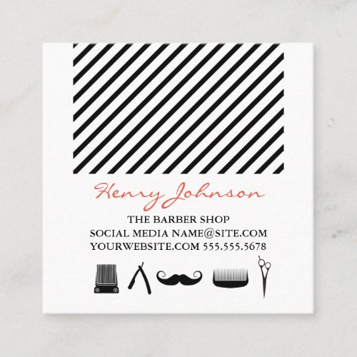 Barber Shop icons Stripes Salon Square Business Card
