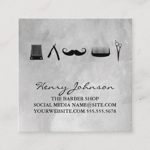 Barber Shop icons Water color background Square Business Card