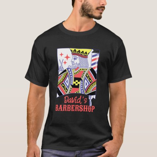 Barber Shop King of Diamonds Playing Card Style T_Shirt