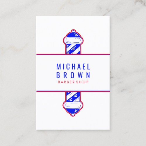 Barber shop logo navy red simple pole business card