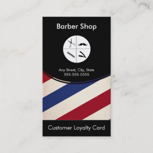 Barber Shop Loyalty Business Card Punch Card