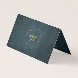 Barber shop luxury elegant gold navy services business card