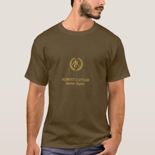 Barber shop luxury name title gold brown branded T_Shirt