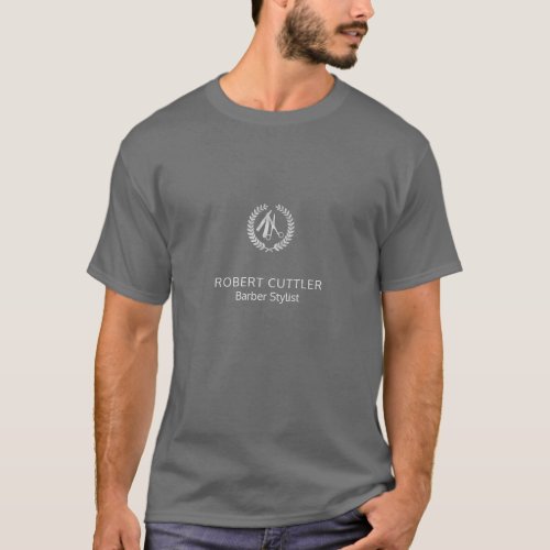 Barber shop luxury name title silver grey branded T_Shirt