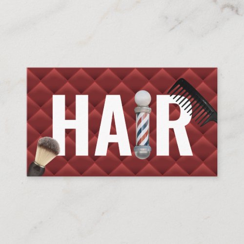 Barber Shop Luxury Red  Gold Hairdresser Business Card