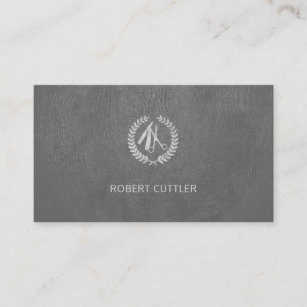 Barber shop luxury silver logo appointment card