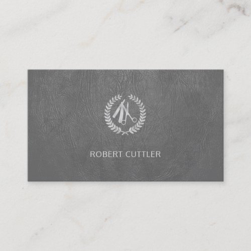 Barber shop luxury silver logo appointment card