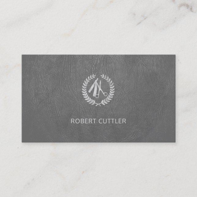 Barber shop luxury silver logo appointment card (Front)