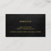 Barber shop luxury simple black leather look business card (Back)