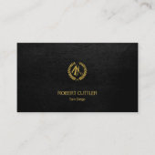 Barber shop luxury simple black leather look business card (Front)