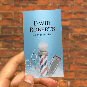 Barber Shop Master Barber Modern Blue Barbershop Business Card