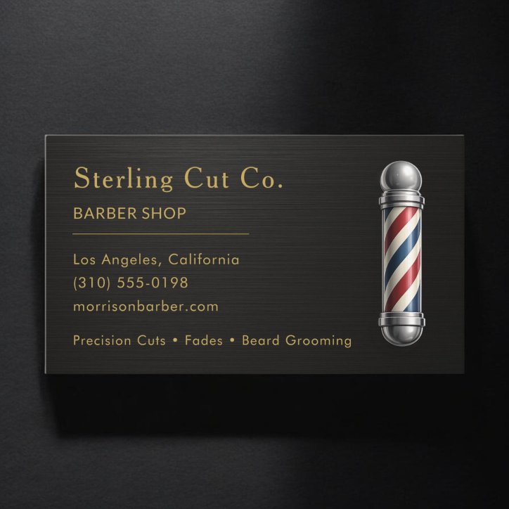 Barber Shop Metallic Professional Business Card