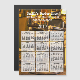 Barber Shop Mini Calendar Magnet 2019