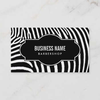 Barber Shop Modern Black & White Zebra Stripes Business Card by cardfactory at Zazzle